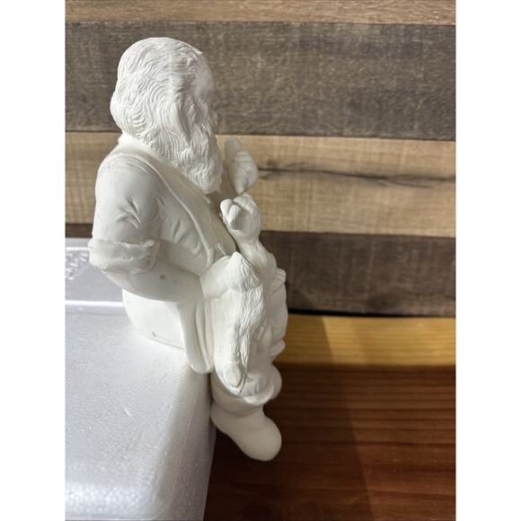 VTG Ready to Paint Sitting Santa Claus Feeding Baby Deer Ceramic Bisque - Picture 4 of 5
